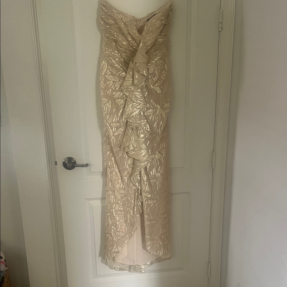 Ramy Brook Strapless Metallic Gold Dress